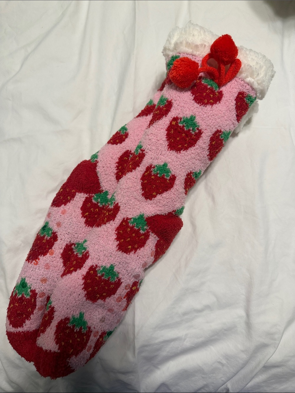 Cozy Strawberry Pink women’s Slipper Socks